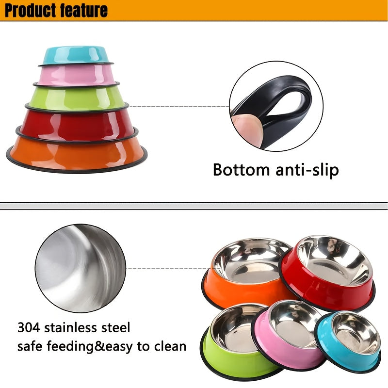 Gamelle personnalisée en acier inoxydable pour chiens et chats - Nom/texte/empreinte de patte et motif os personnalisés, base anti-renversement, diverses couleurs