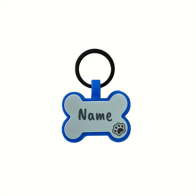 Médaille personnalisée double face en forme d'os pour chien, contour noir et intérieur dans diverses couleurs