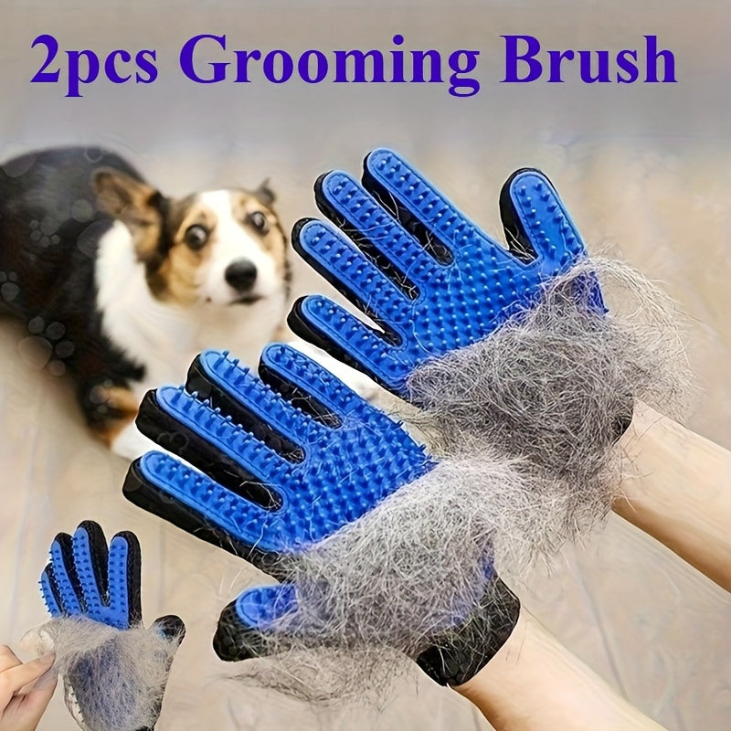 Lot de 2 gants de toilettage pour animaux, pour démêler et masser votre chien ou votre chat, élimine les poils morts, diverses couleurs