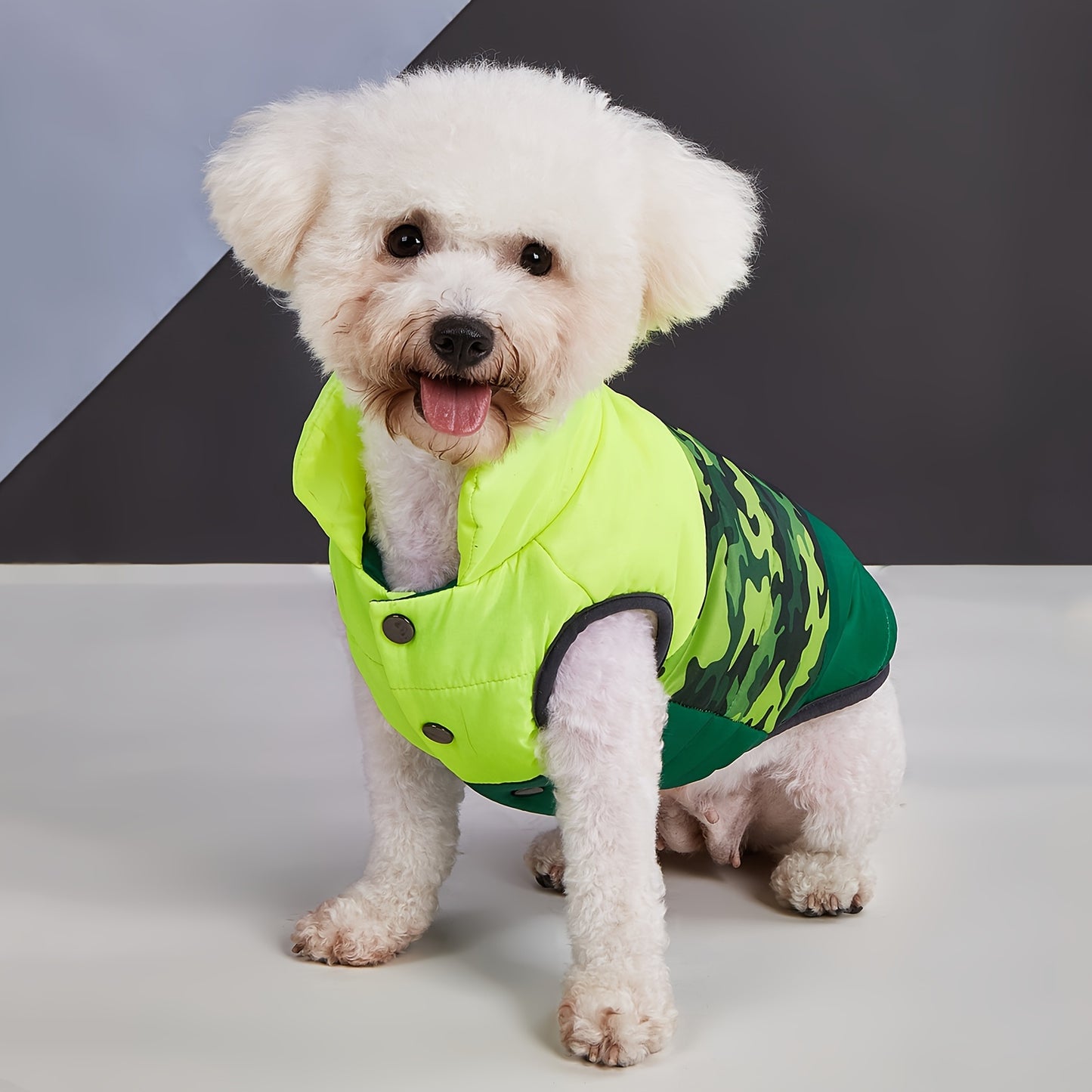 Manteau d'hiver rembourré, patchwork tricolore, pour chiens, diverses couleurs et divers motifs