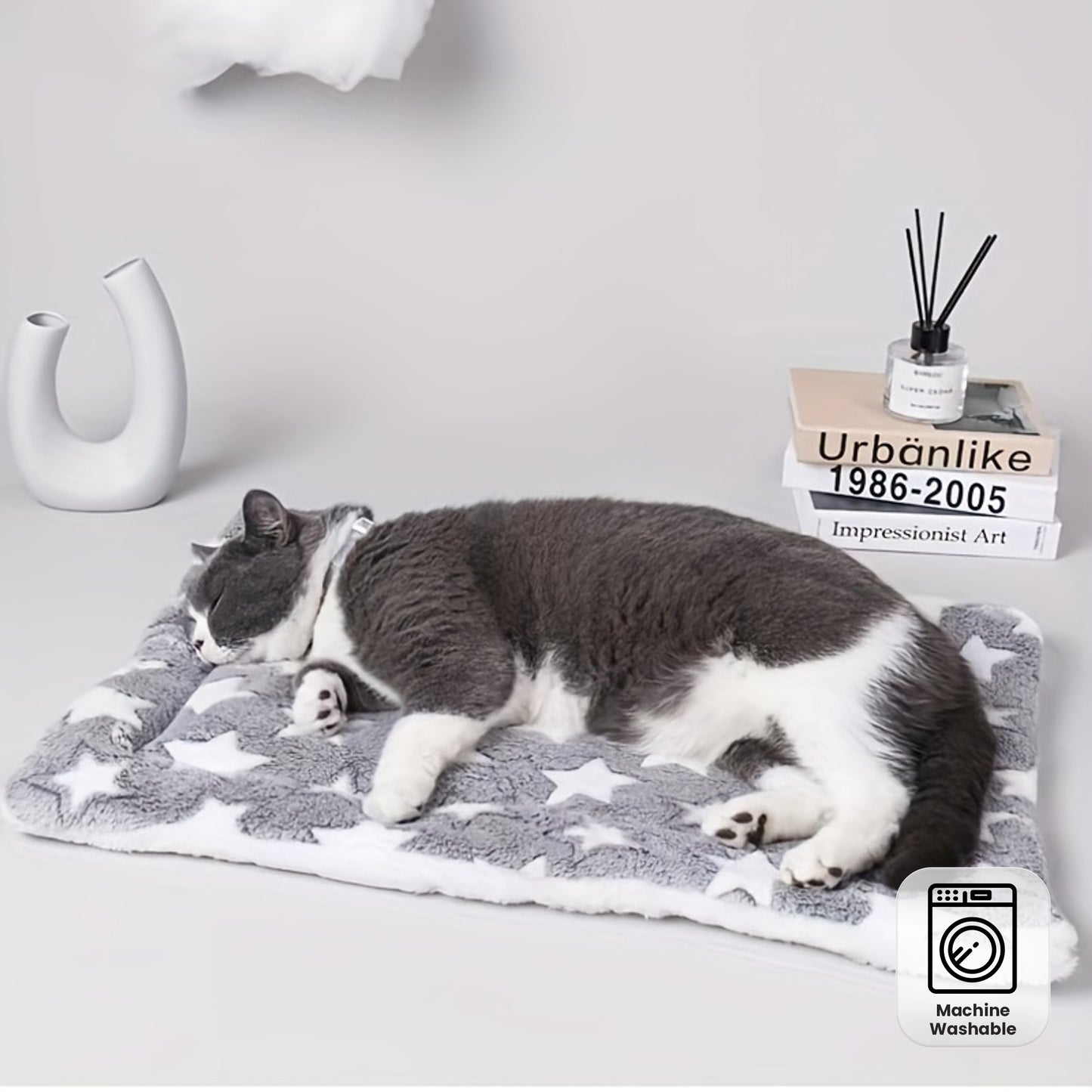 Tapis pour chien et chat, ultra-doux et extra-épais en flanelle à motif étoilé