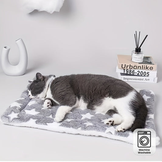 Tapis pour chien et chat, ultra-doux et extra-épais en flanelle à motif étoilé