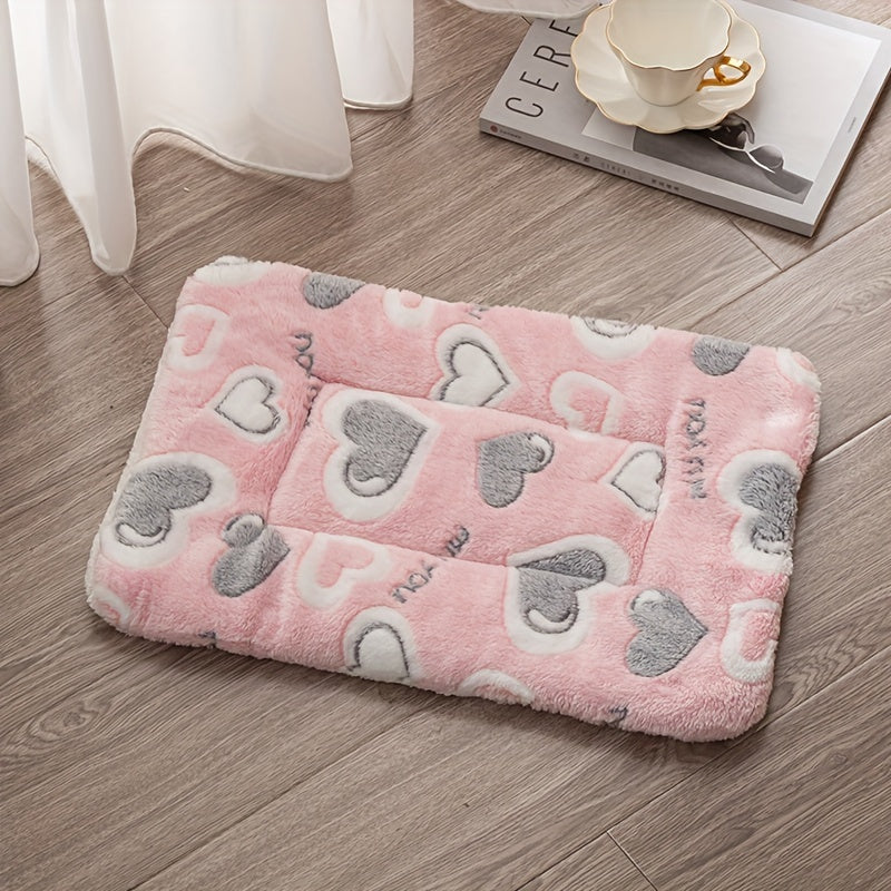 Tapis confortable pour chien et chat, épais et bien chaud, motif imprimé de cœurs, diverses couleurs