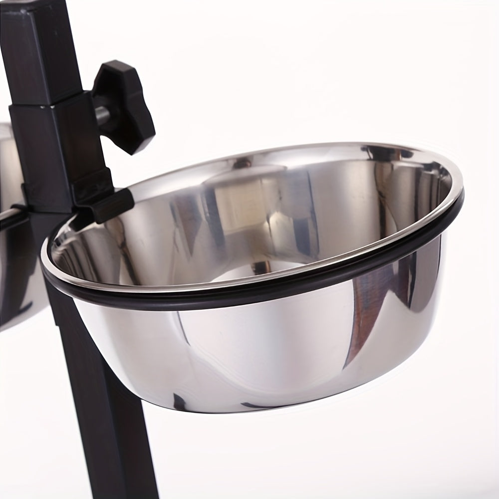 Gamelles surélevées réglables en hauteur, 1,8L, pour chiens - Mangeoire antidérapante en acier inoxydable avec support relevable pour la nourriture et l'eau, conception pliable pour un rangement facile