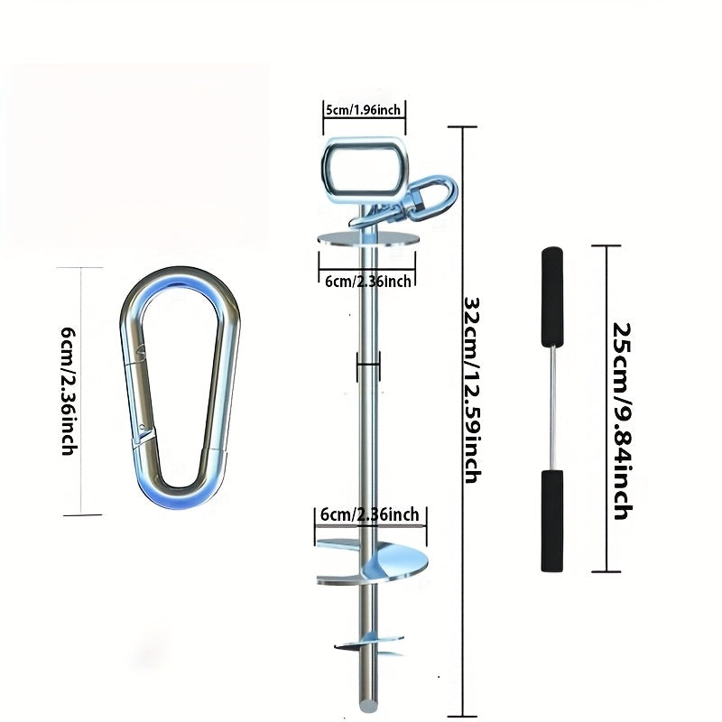 Lot de 5 pièces pour piquet d'attache pour chien, robuste - En acier inoxydable, pivotant à 360°, adapté aux jardins, compatible avec toutes les laisses