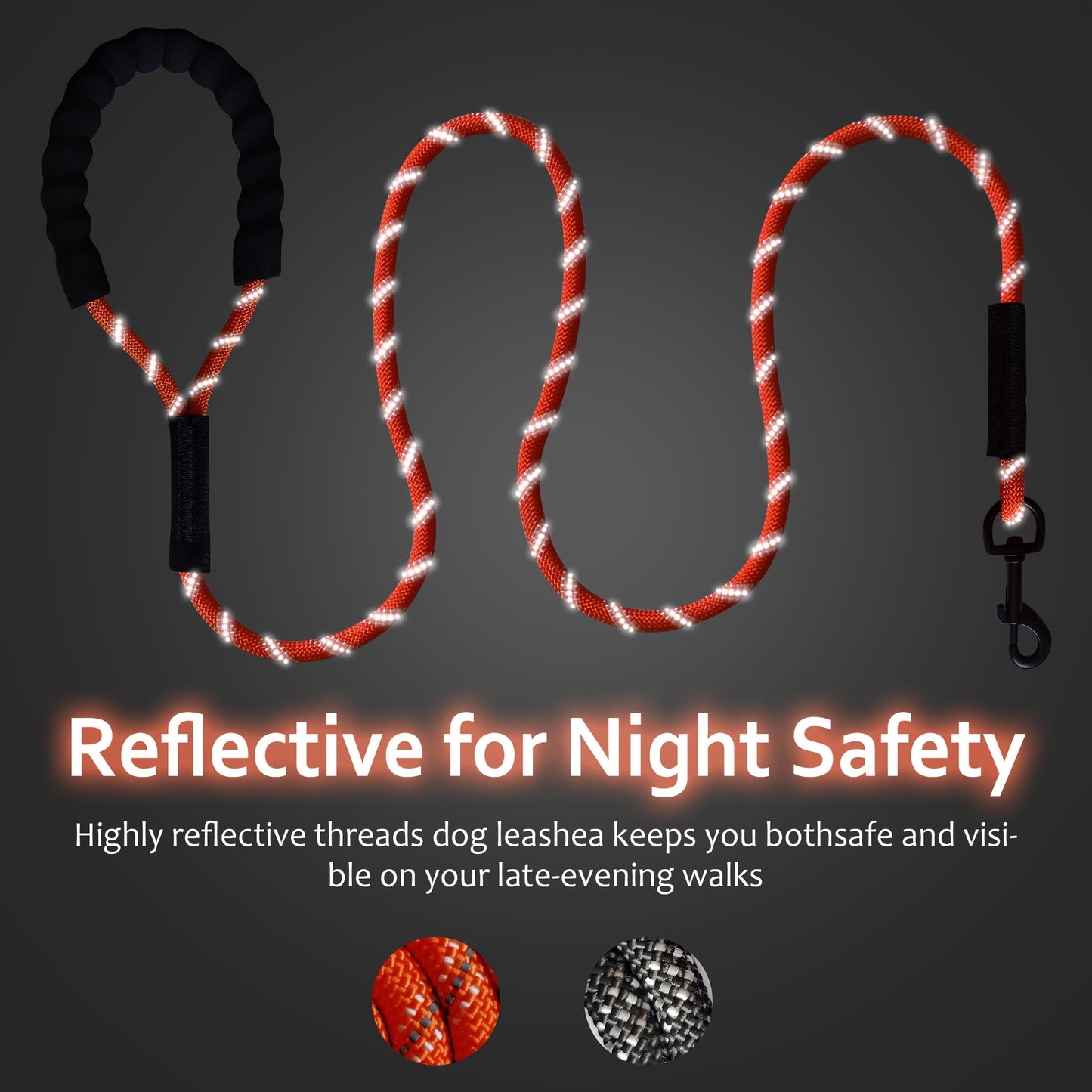 Laisse extra longue pour chien de 20m et 30m, bandes réfléchissantes et poignée rembourrée douce, disponible en orange et noir - Idéale pour l'entraînement, les jeux, le camping, les balades, etc
