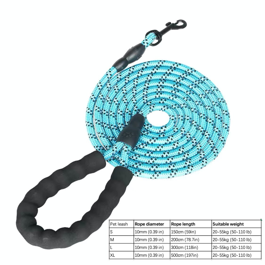 Laisse en nylon pour chien allongée et réfléchissante, corde ronde, corde de traction, diverses couleurs
