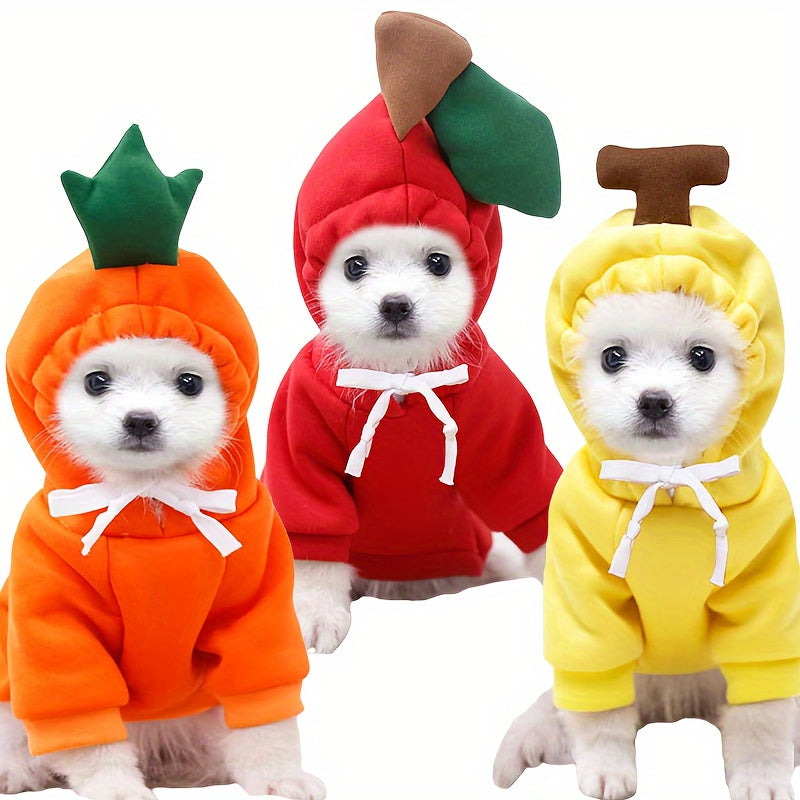 Costume pour petit chien en forme de carotte, de tomate et de banane, sweat facile à enfiler, bien chaud