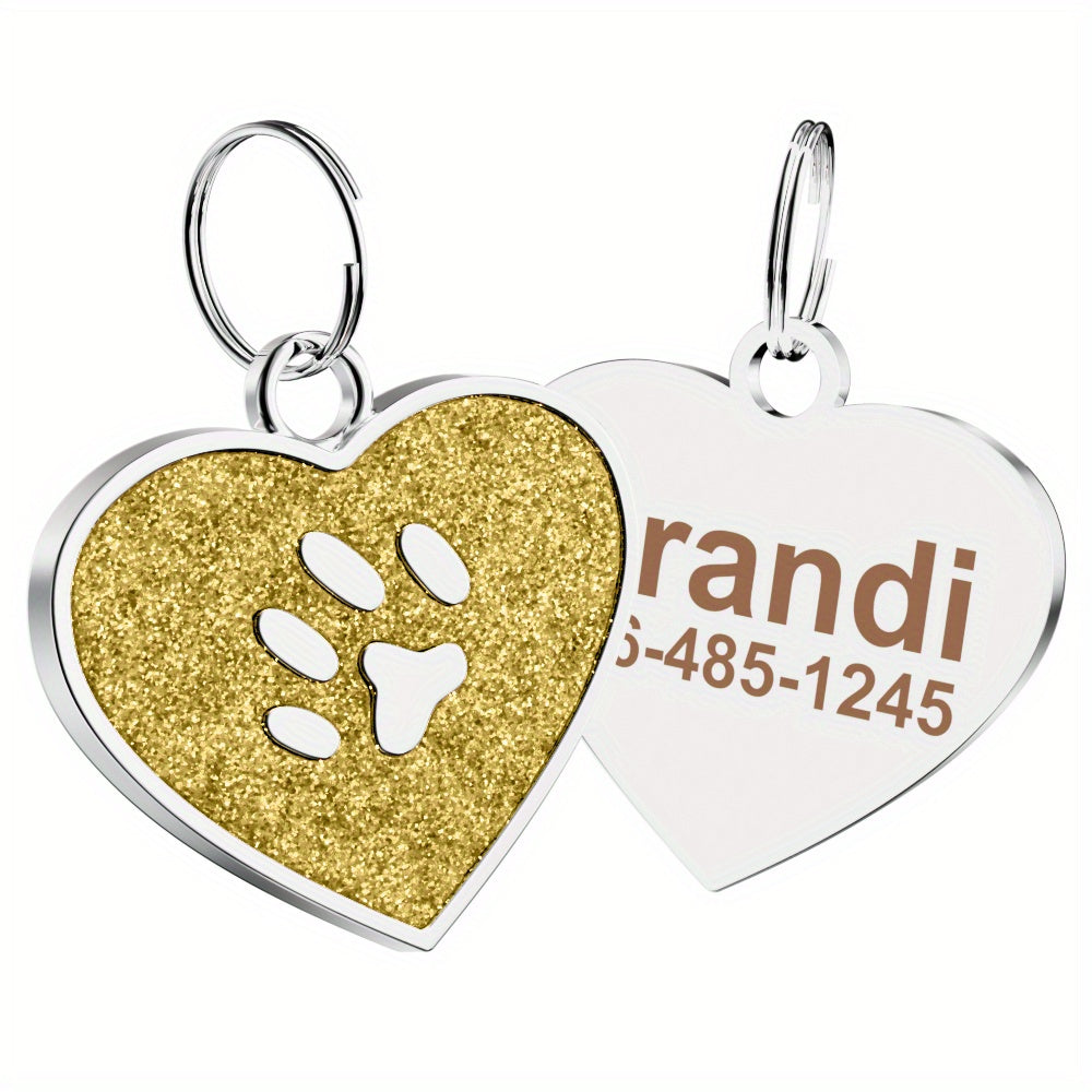 Médaille pour chien et chat personnalisée en forme de cœur, gravées au laser au dos, durables et personnalisées, diverses couleurs