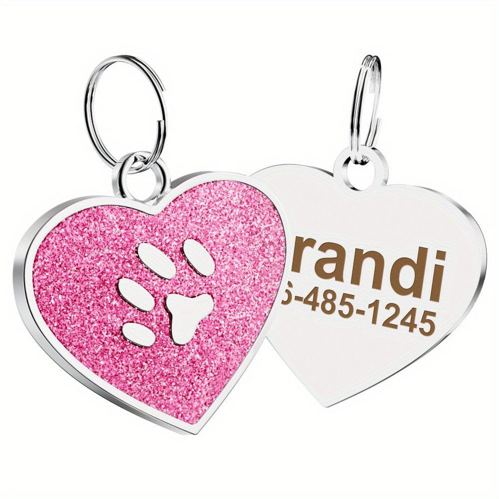 Médaille pour chien et chat personnalisée en forme de cœur, gravées au laser au dos, durables et personnalisées, diverses couleurs