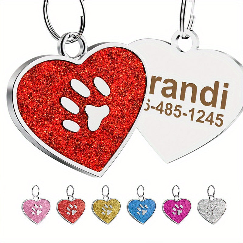Médaille pour chien et chat personnalisée en forme de cœur, gravées au laser au dos, durables et personnalisées, diverses couleurs