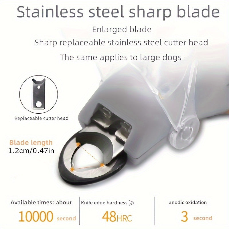 Coupe-ongles lumineux pour chats et chiens, lumière LED, poignée ergonomique et protection de sécurité, alimentés par pile bouton CR2032, design compact