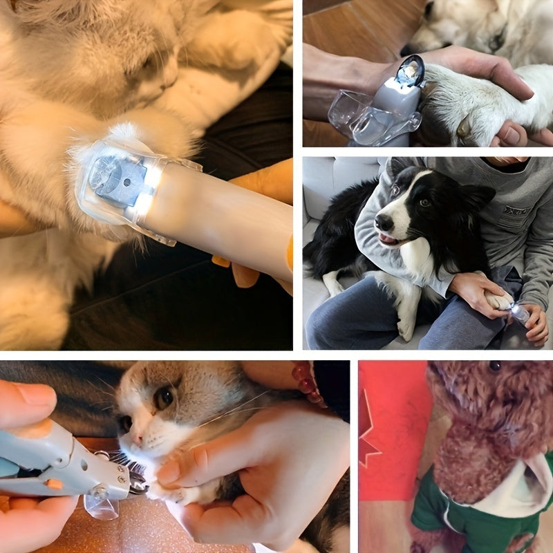 Coupe-ongles lumineux pour chats et chiens, lumière LED, poignée ergonomique et protection de sécurité, alimentés par pile bouton CR2032, design compact
