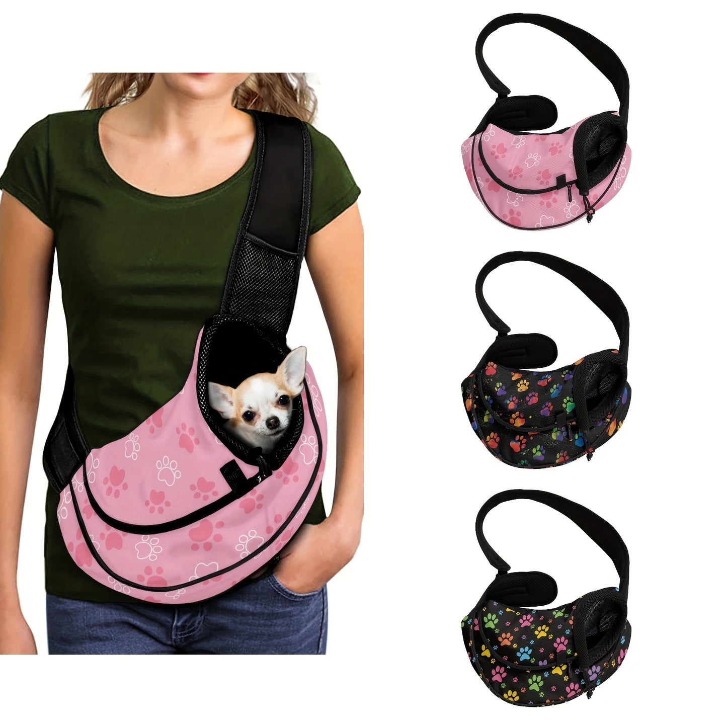 Sac de transport en bandoulière pour chiot et petit chien, divers motifs et divers coloris