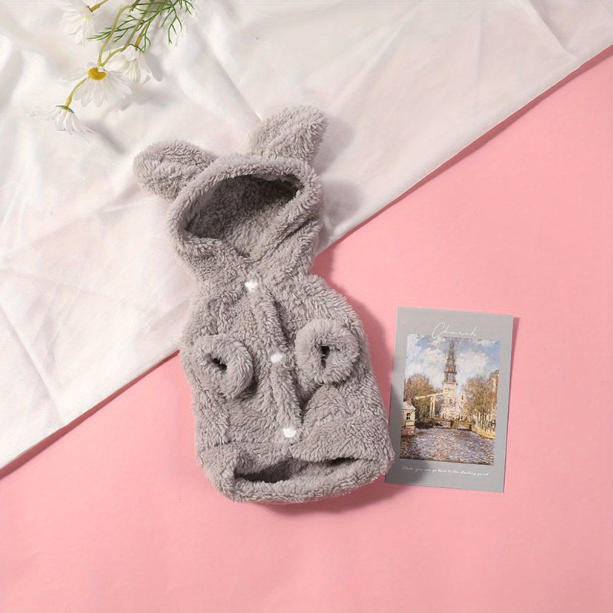 Pull à capuche en polaire pour chien, tout doux et tout chaud, oreilles de lapin sur la capuche, super mignon, diverses couleurs