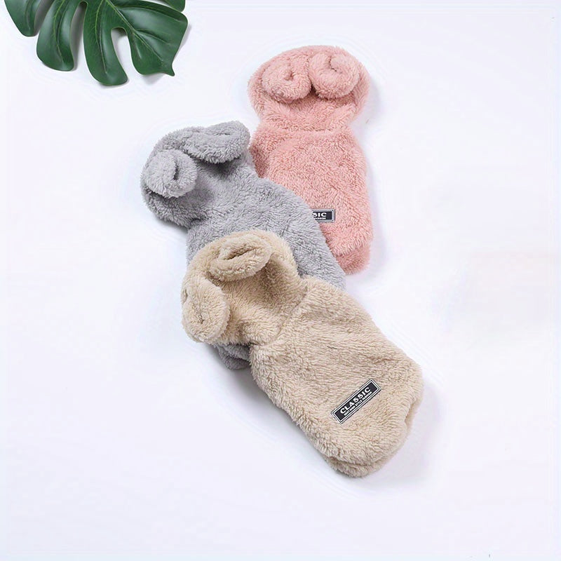 Pull à capuche en polaire pour chien, tout doux et tout chaud, oreilles de lapin sur la capuche, super mignon, diverses couleurs