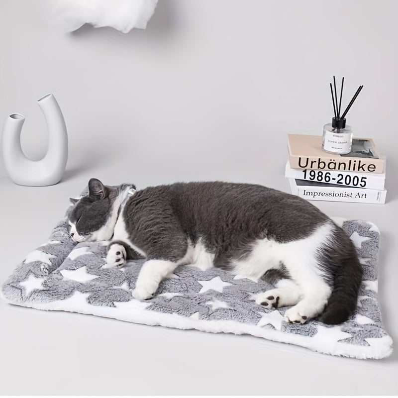 Tapis pour chien et chat, ultra-doux et extra-épais en flanelle à motif étoilé