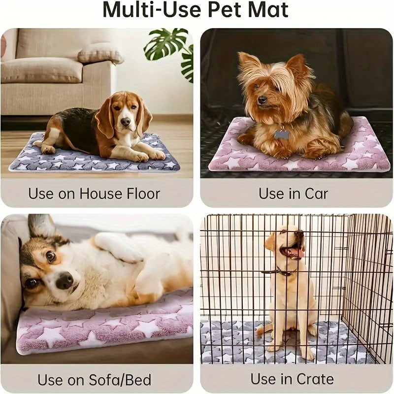 Tapis pour chien et chat, ultra-doux et extra-épais en flanelle à motif étoilé