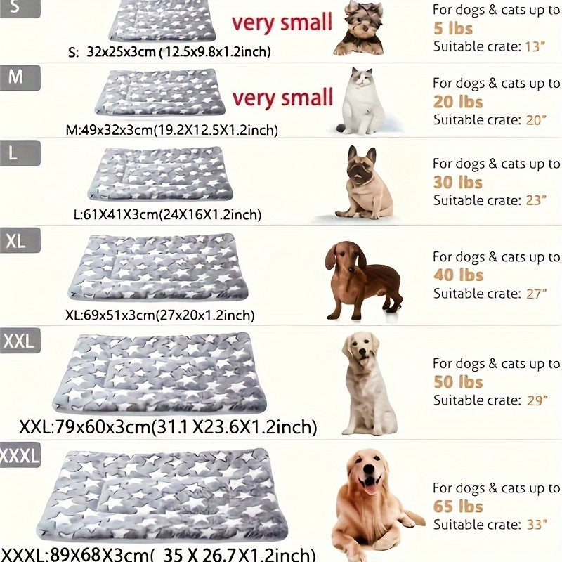 Tapis pour chien et chat, ultra-doux et extra-épais en flanelle à motif étoilé