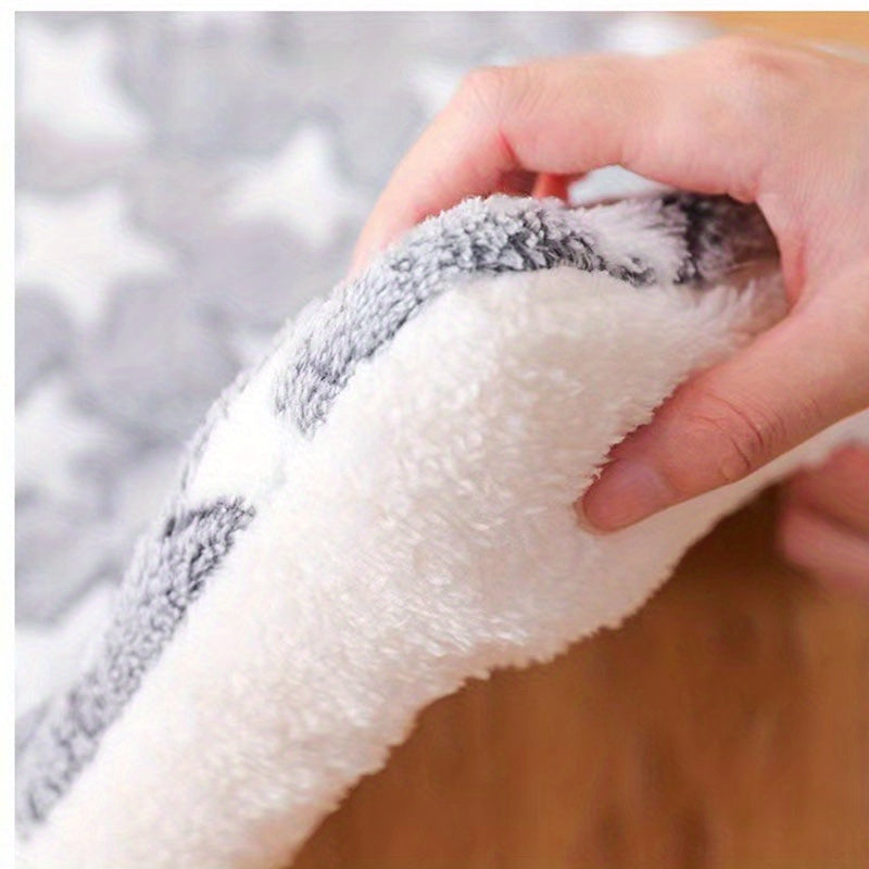 Tapis pour chien et chat, ultra-doux et extra-épais en flanelle à motif étoilé