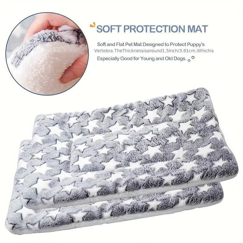 Tapis pour chien et chat, ultra-doux et extra-épais en flanelle à motif étoilé