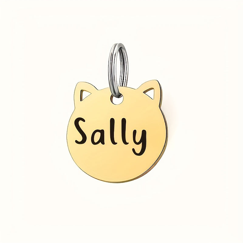 Médaille d'identification personnalisée pour chat, personnalisation gratuite. En forme de tête de chat, diverses couleurs