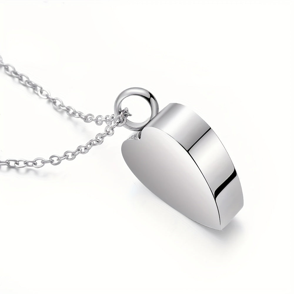 Collier avec urne funéraire en forme de cœur en acier inoxydable pour cendres d'animaux