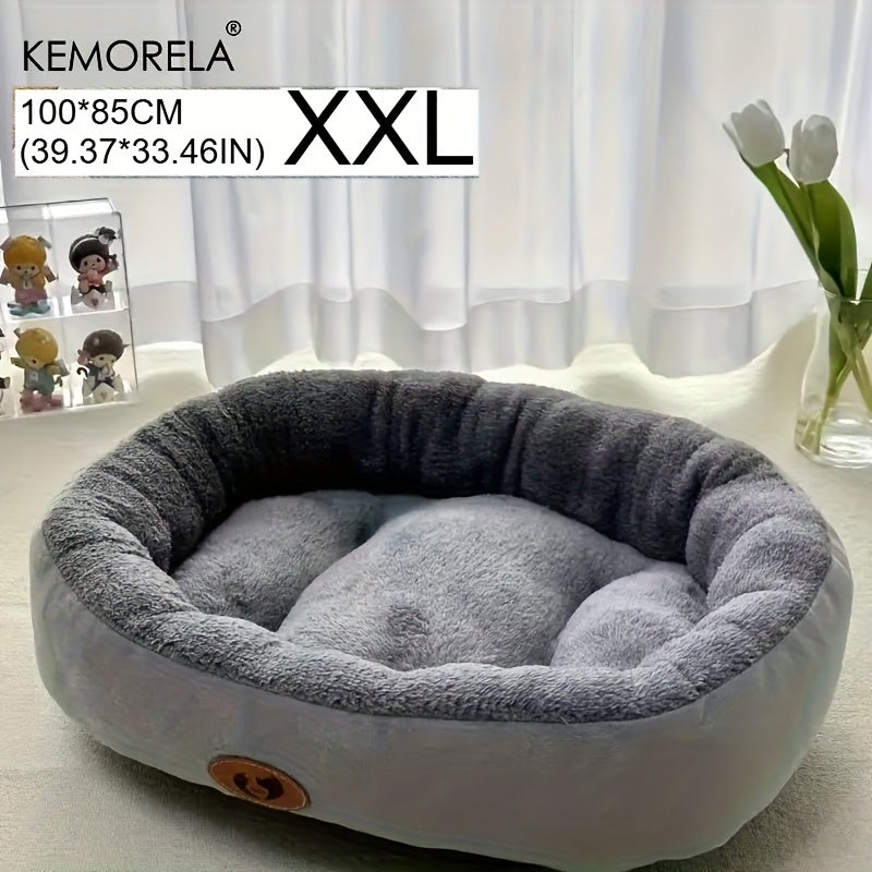 Lit ovale douillet en peluche pour chiens et chats, moelleux et épais, diverses couleurs