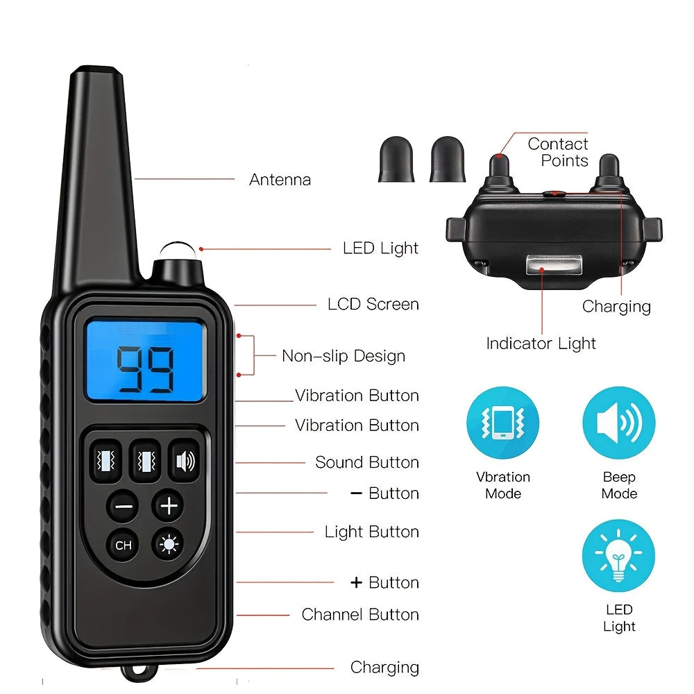 Collier de dressage pour chien avec télécommande, collier à son et vibration uniquement, récepteur doté d'une protection IP67