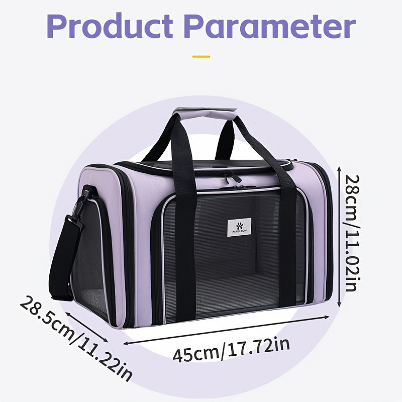 Sac de transport pour chien et chat, conçu en maille pour permettre une totale aération pour un confort optimal de votre animal. Diverses couleurs