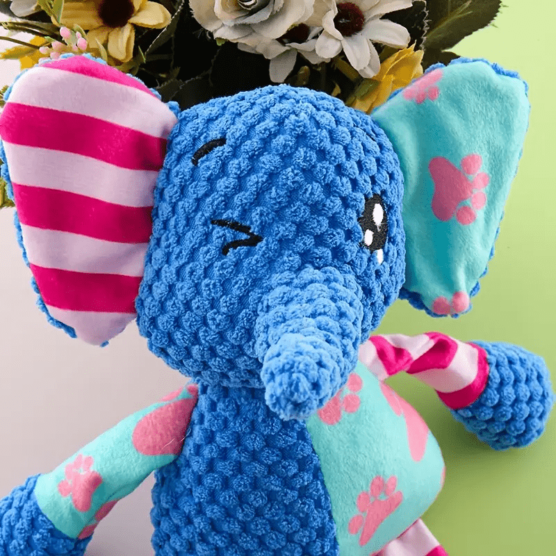 Peluche pour chien, patchwork de couleur, résistant aux morsures, peluche de chien et d'éléphant qui couine