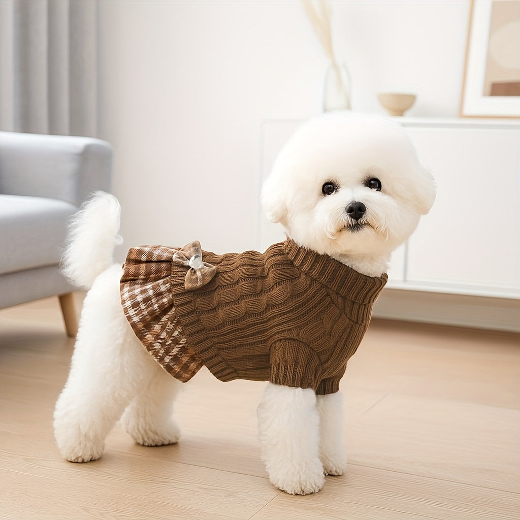 Robe-pull pour petits chiens Pull à col roulé chaud pour chien