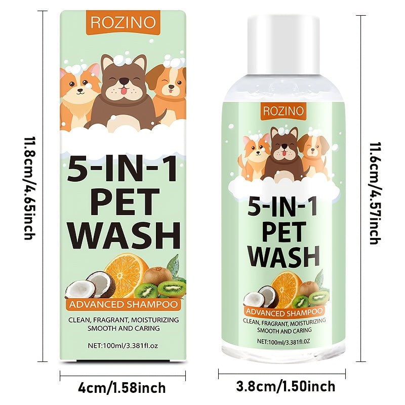 Shampooing pour chien et chat au parfum rafraîchissant, aux propriétés nettoyantes et hydratantes en profondeur, double action soin de la peau et élimination des odeurs, pour une fourrure propre, douce et brillante