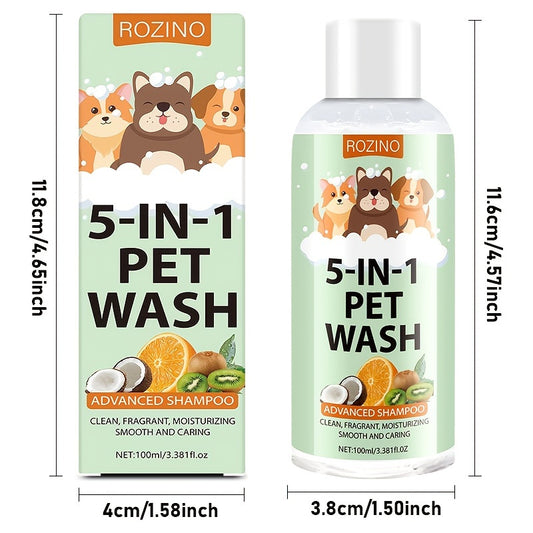 Shampooing pour chien et chat au parfum rafraîchissant, aux propriétés nettoyantes et hydratantes en profondeur, double action soin de la peau et élimination des odeurs, pour une fourrure propre, douce et brillante