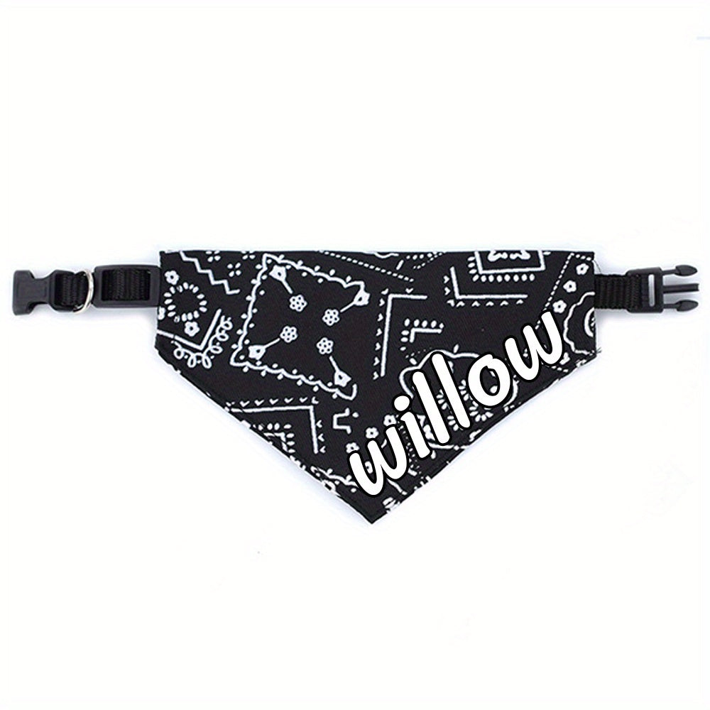Bandana personnalisable et collier ajustable pour chien - Nom personnalisé, fermeture à pression, plusieurs couleurs disponibles : rose, noir, rouge et bleu