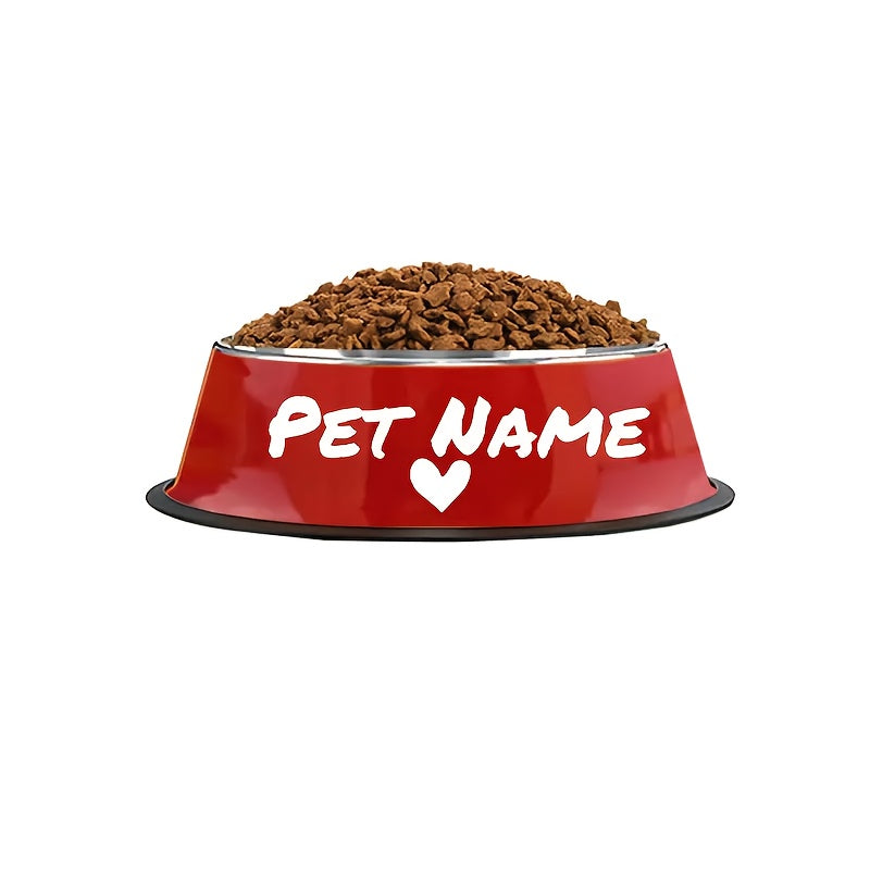 Gamelle personnalisée en acier inoxydable pour chiens et chats - Nom/texte/empreinte de patte et motif os personnalisés, base anti-renversement, diverses couleurs