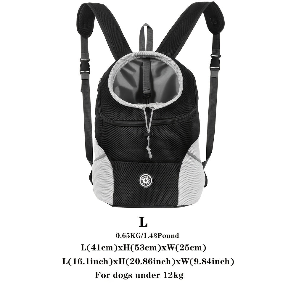 Sac à dos de transport pour chien, réglable à l'avant, aéré et confortable pour votre compagnon à 4 pattes, noir