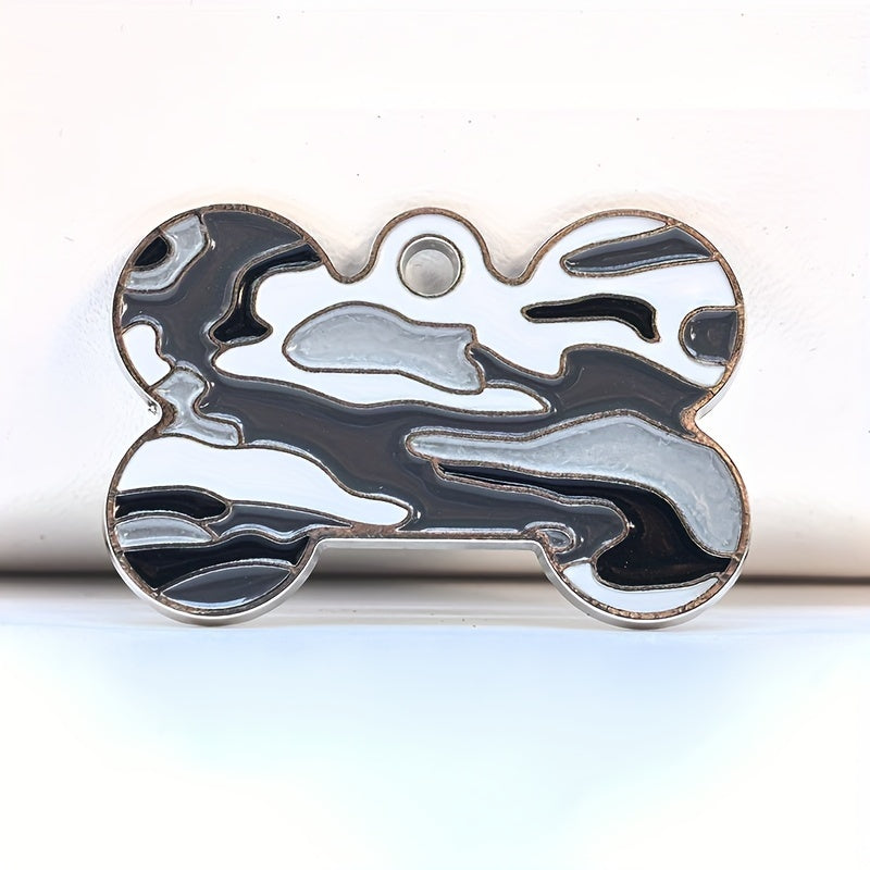 Médaille d'identification personnalisée pour chien, en forme d'os, diverses couleurs de camouflage