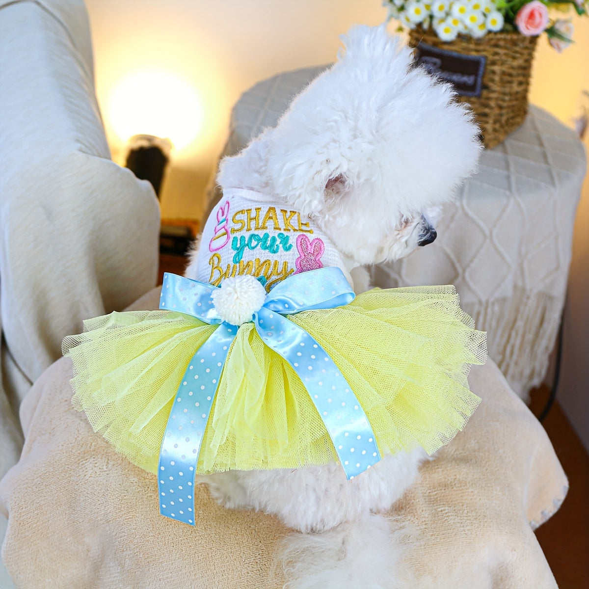 Robe en tulle de lapin de Pâques pour chiens, costume mignon, robe style princesse pour petits chiens