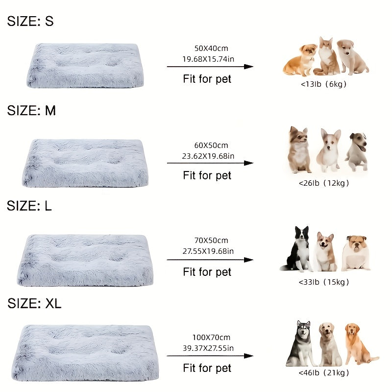 Lit/matelas surdimensionné pour chien et chat, doux, chaud et confortable, long poils gris/blanc