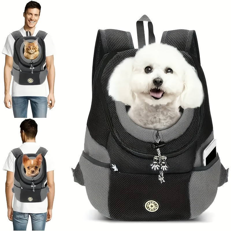 Sac à dos pour petit chien, ajustable à l'avant, avec rembourrage confortable et fenêtres en filet pour une aération et un confort optimal