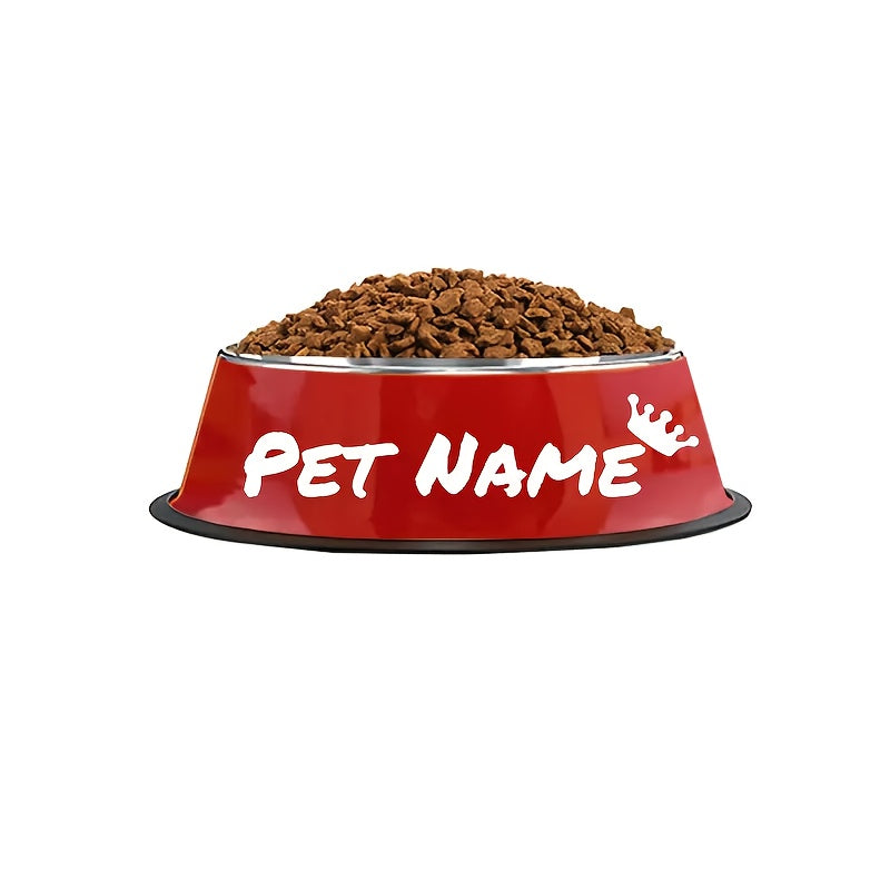 Gamelle personnalisée en acier inoxydable pour chiens et chats - Nom/texte/empreinte de patte et motif os personnalisés, base anti-renversement, diverses couleurs