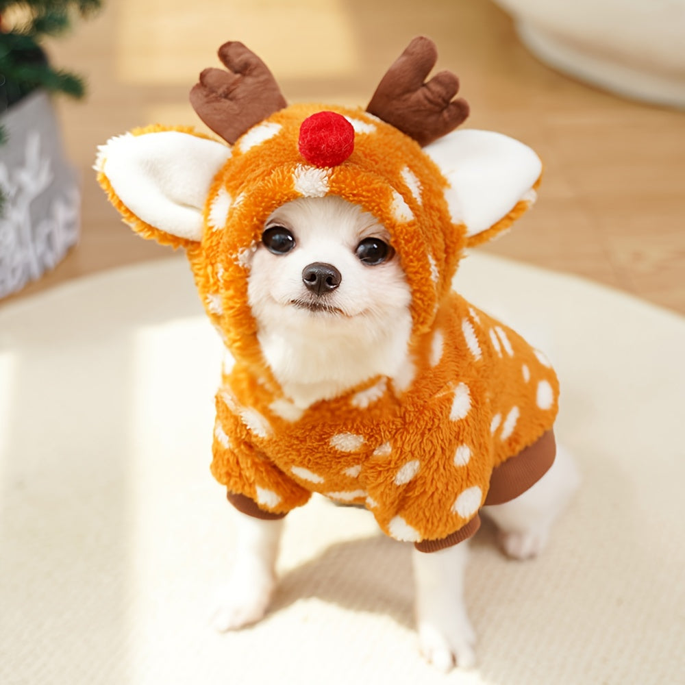 Costume de Noël en peluche pour chiens de tailles petite et moyenne, design de petite biche mignonne