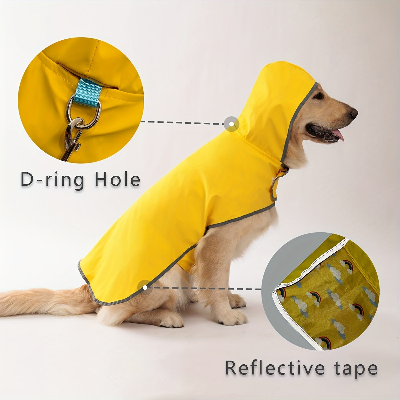 Imperméable jaune, réversible avec motifs, pour chien