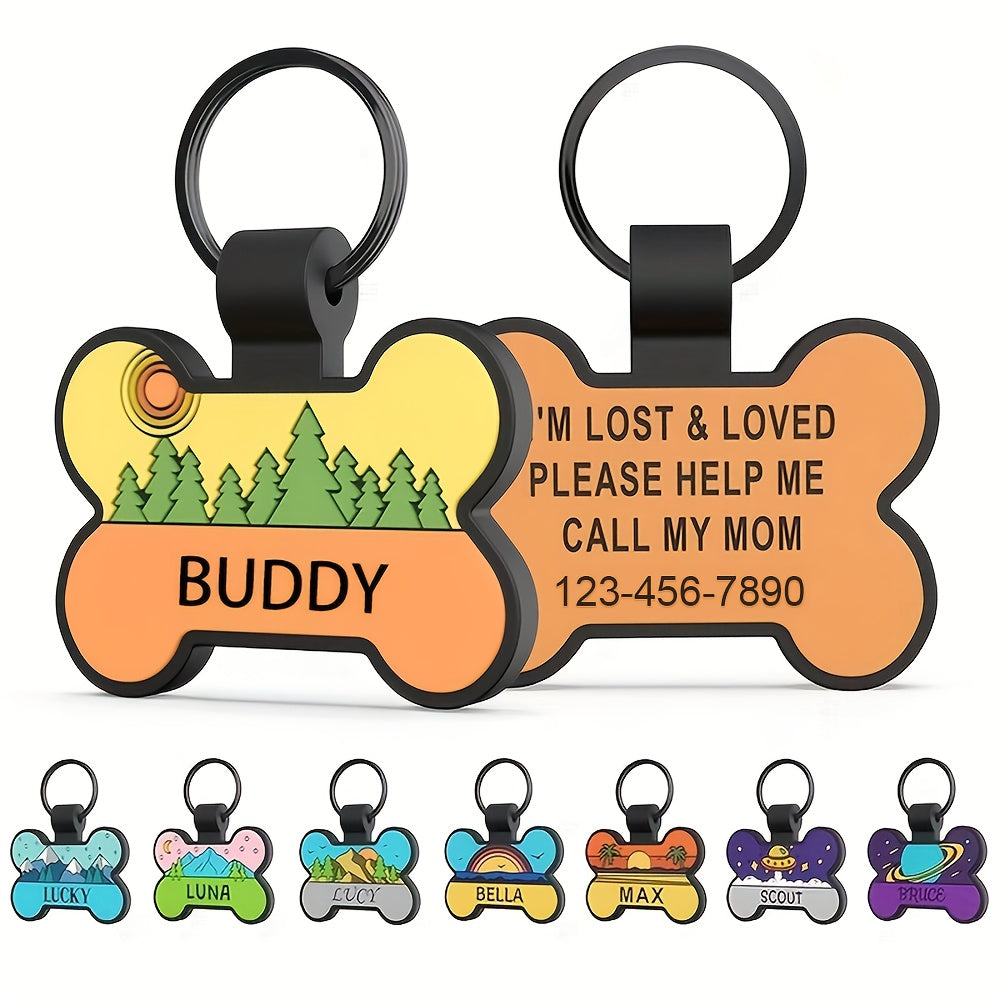 Médaille pour chien personnalisée en forme d'os, en silicone, diverses couleurs et divers motifs