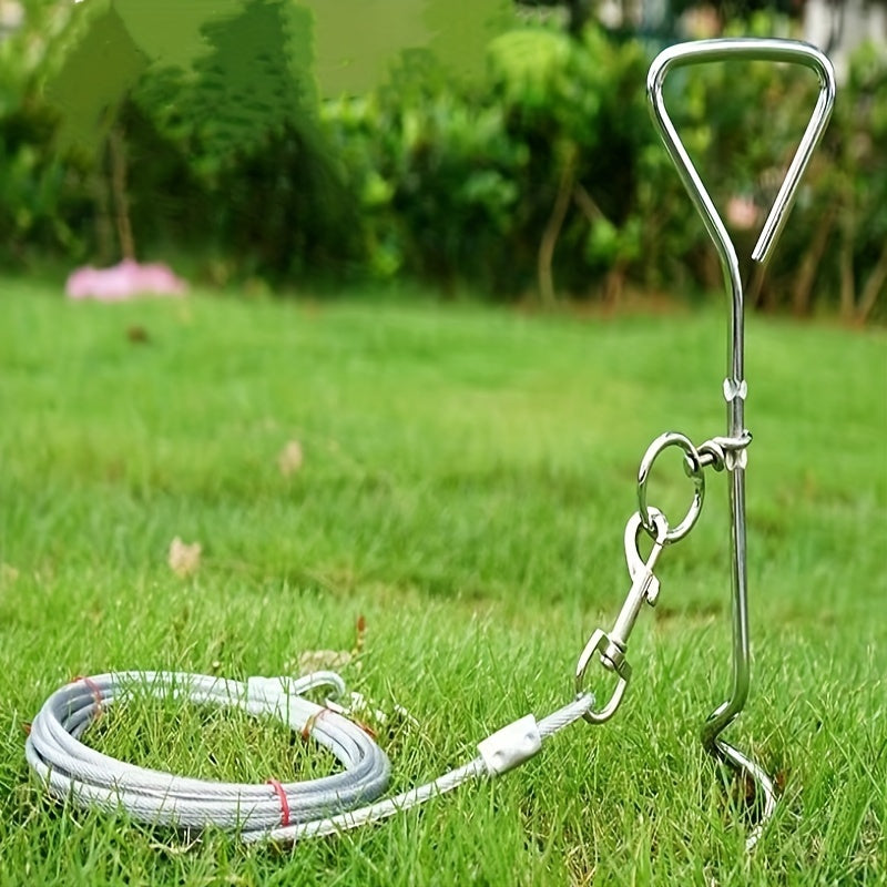 Pack complet pour piquet d'attache pour chien, utilisation extérieure, conception à 360°, en fer galvanisé