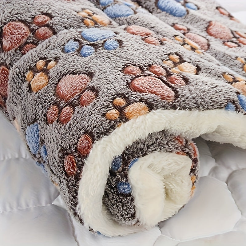 Tapis épais pour chien, moelleux et bien chaud, motif imprimé de pattes