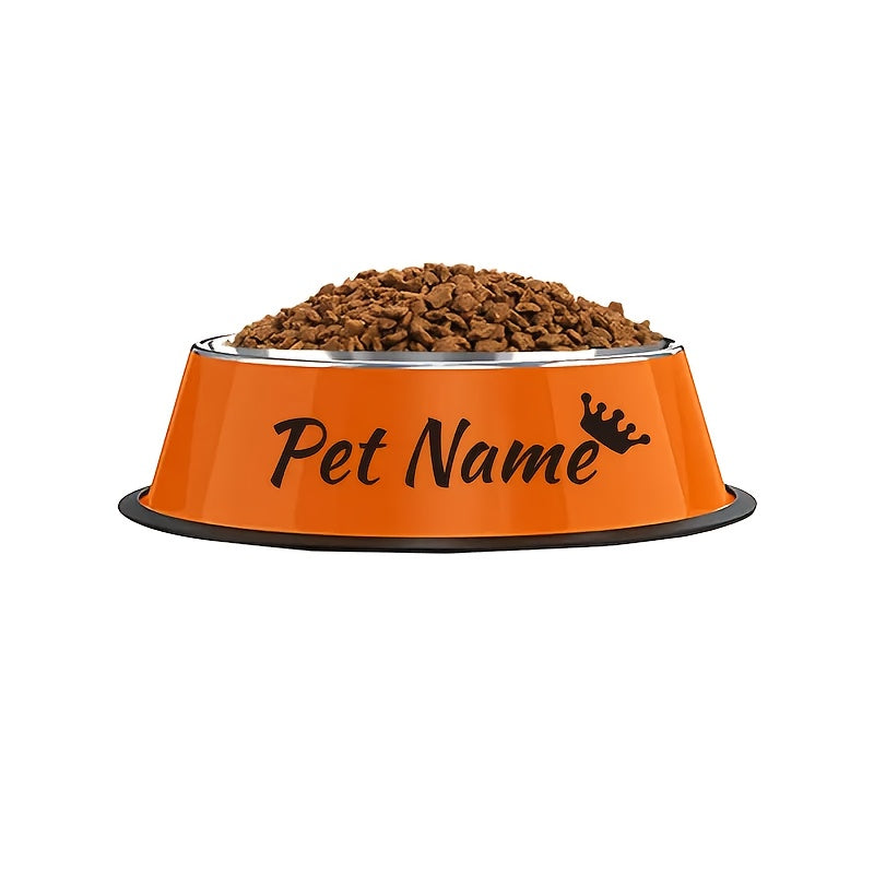 Gamelle personnalisée en acier inoxydable pour chiens et chats - Nom/texte/empreinte de patte et motif os personnalisés, base anti-renversement, diverses couleurs