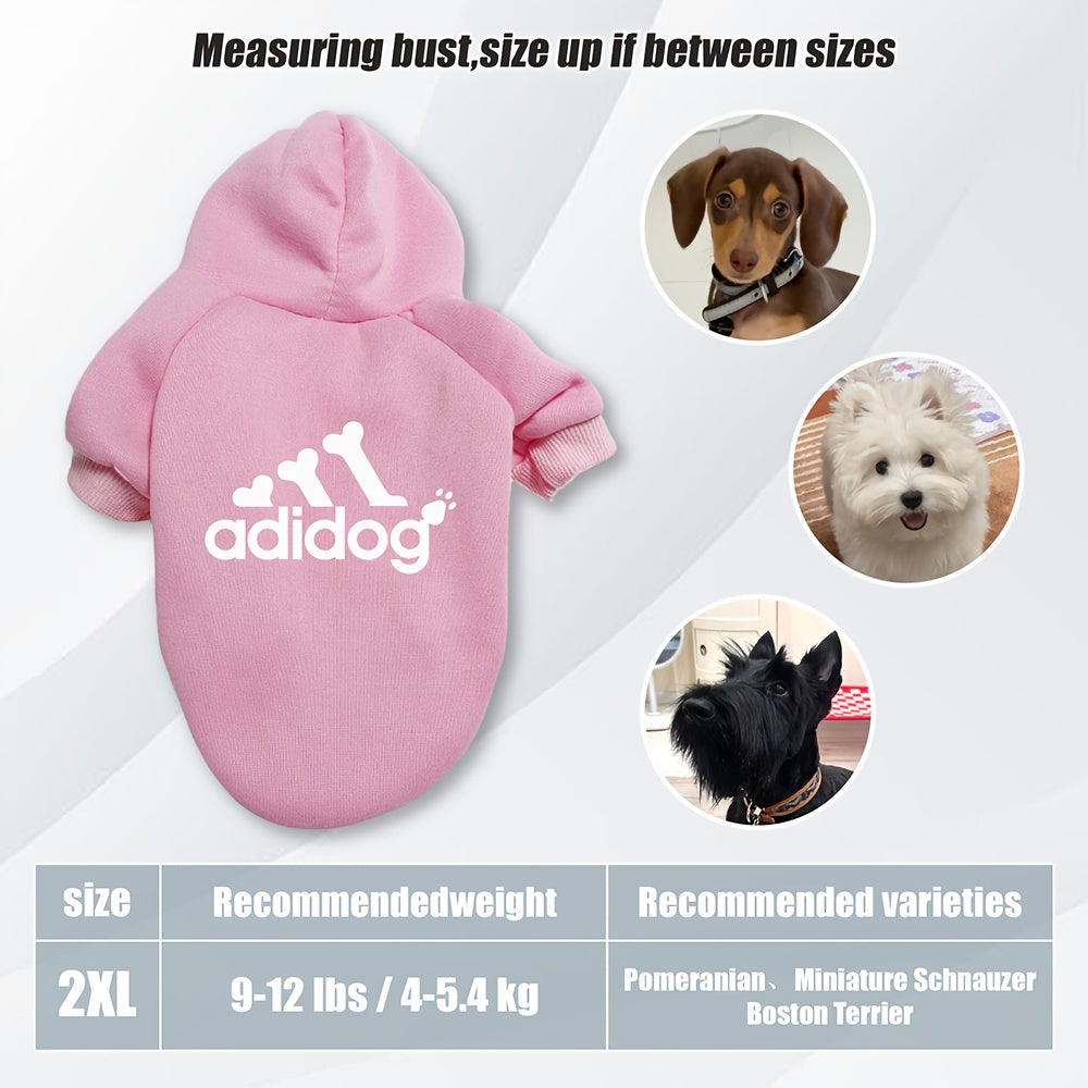 Sweat à capuche doux et chaud pour chien S-2XL avec motif empreintes de pattes et os,