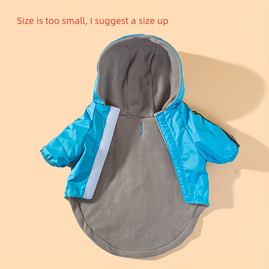 Veste coupe-vent pour chien, disponible en rouge et en bleu, parfait pour des journées à la mer